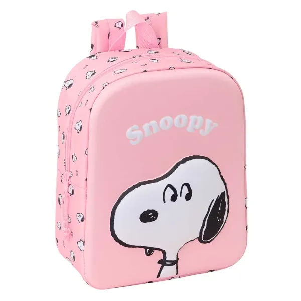 Zaino per bambini Safta Snoopy 3D 6 litri - Maniglia superiore - Spallacci imbottiti e regolabili - Chiusura con cerniera - 22x27x10 cm - Rosa pastello - immagine 1