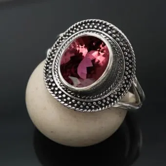 Anello placcato argento gemma Tormala rosa gioiello T1085AR22_68 (21.6) - immagine 2