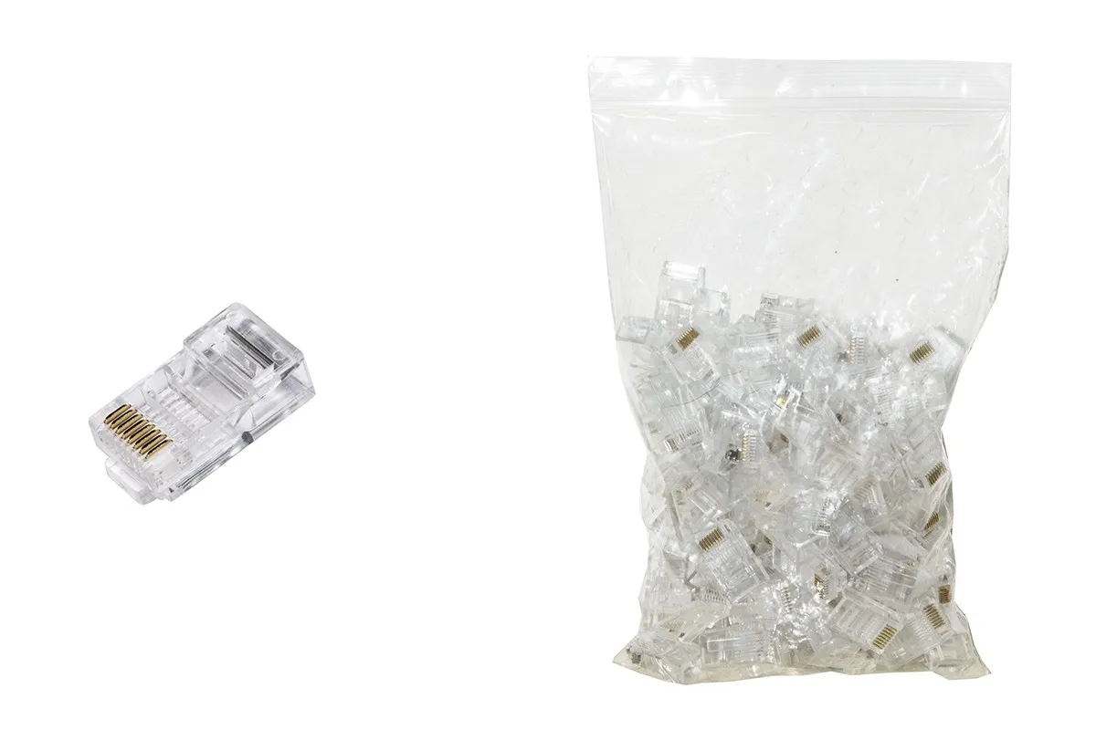 Confezione 100 Connettori 8 Poli Cat 5E Utp Non Schermato Rj45 Per Cavo Flessibile - immagine 1