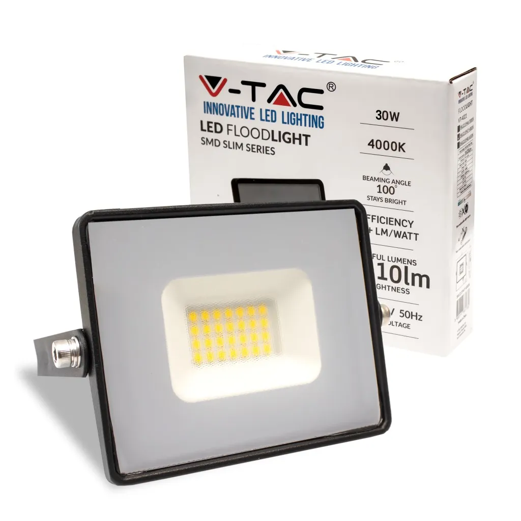 V-TAC Faro LED SMD 30W E-Series G2 Colore Nero 4000K IP65 - immagine 1