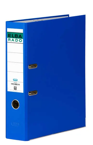 Raccoglitore ad anelli Elba Chic formato A4 - dorso 80 mm - anello occhiello ed etichetta sul dorso - rivestimento esterno in PVC - blu - immagine 1