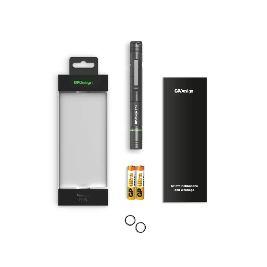 GP Battery Torcia LED PP16 Penna Design Regolabile 140lm e 20lm con 2 Batterie Mini Stilo AAA - immagine 1