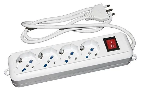 Multipresa 4 Prese Universali Ita/Schuko 10/16 A - Spina 16 A Con Interruttore - immagine 1