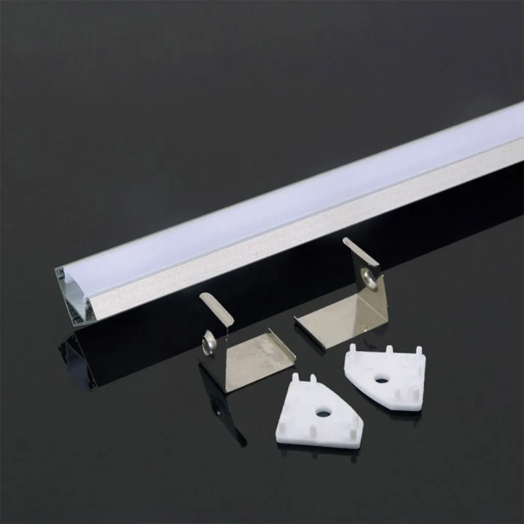 V-TAC Profilo in Alluminio Angolare Colore Bianco per Strip LED (Max l: 121mm) 2000 x 26 x 19mm - immagine 1
