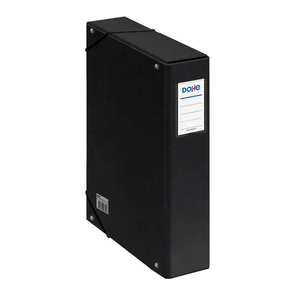 Scatola portadocumenti Dohe dorso da 7 cm - Cartone rivestito con carta stampata e laminata - Chiusura elastica - Nero - immagine 1
