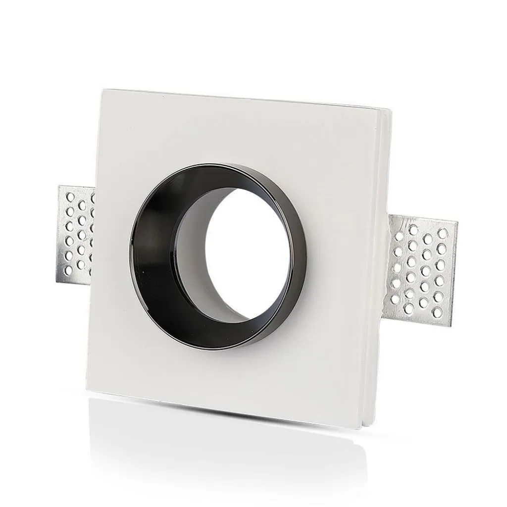V-TAC Portafaretto LED da Incasso Quadrato GU10 e GU5.3 (MR16) Corpo in Gesso Bianco e Metallo Cromato - immagine 1