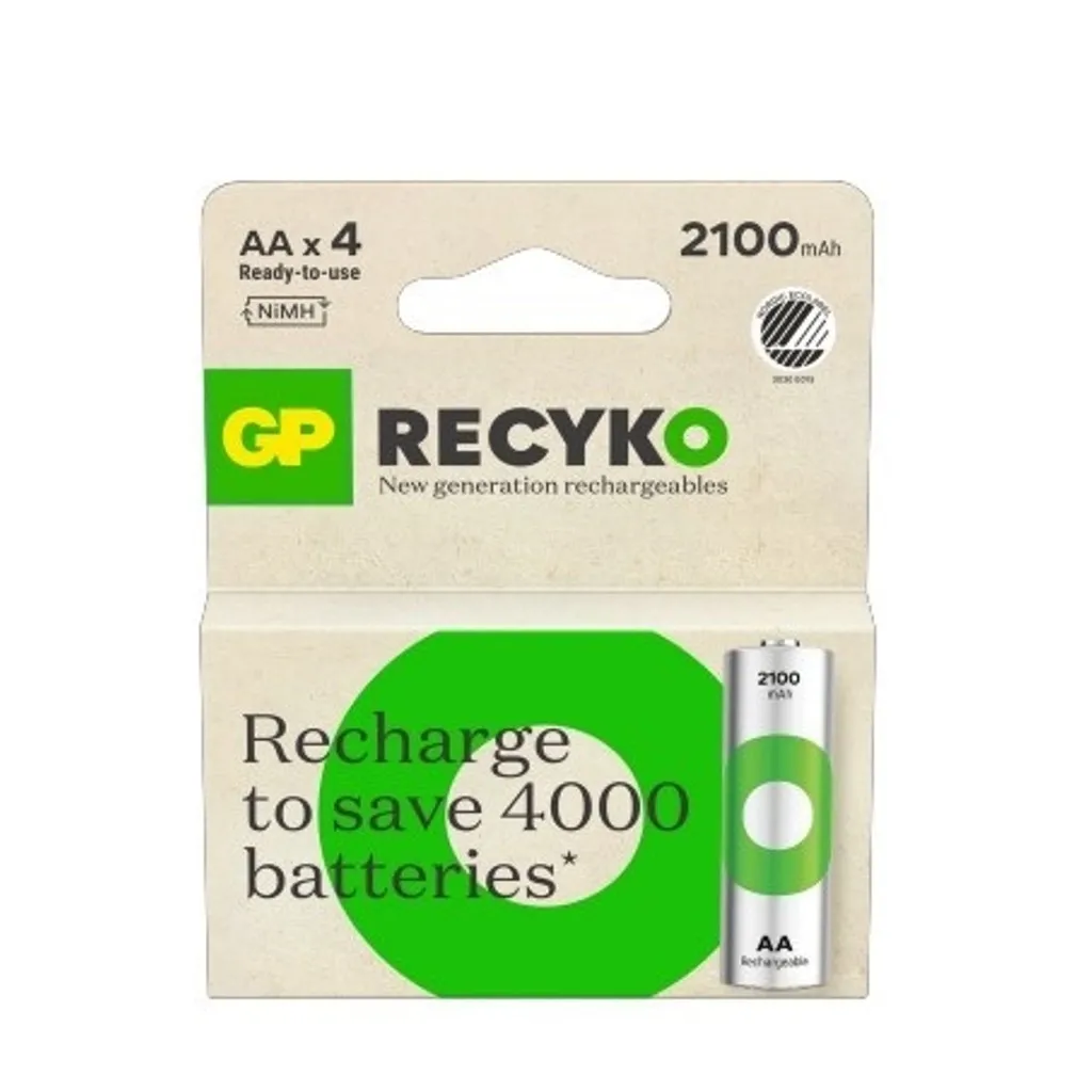 Recyko Batteria Ricaricabile 12V Stilo Aa 2100Mah (Confezione 4 Pezzi) - immagine 1