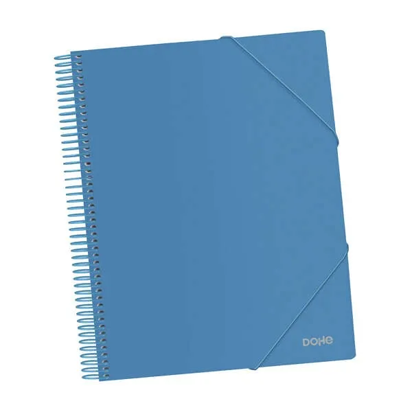 Cartella Dohe con 40 buste formato A4 - Copertina in polipropilene opaco da 800 micron - Buste trasparenti da 80 micron - Rilegatura a spirale in plastica colorata - Elastici coordinati - immagine 1