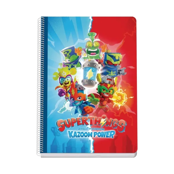 Dohe Superthings Cuaderno de Espiral Metallica - Formato A4 - 100 Hojas Offset de 90g - 5x5mm - Microperforadas - Banda de Color - Tapa Dura Plastificada - 21x31x2cm - Multicolor - immagine 1