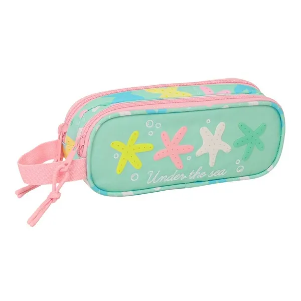 Astuccio Safta Stars - 2 scomparti con cerniera - Maniglia laterale - Capacità 1 litro - 21x8x6 cm - Verde - immagine 1