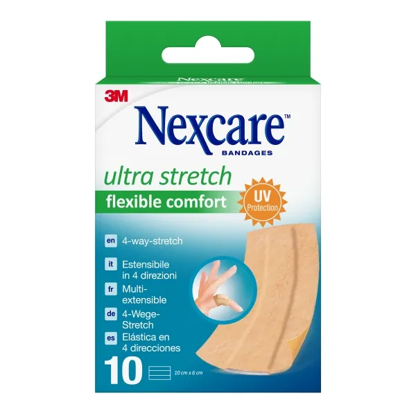 Nexcare Flexible Comfort Finger Pack confezione da 10 cerotti per ferite - 6x10 cm - Elastici - Impermeabili - Color carne - immagine 1