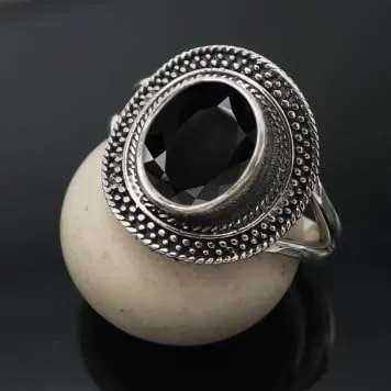 Anello placcato argento gemma Onice nero gioiello T1085AE28_74 (23.6) - immagine 2