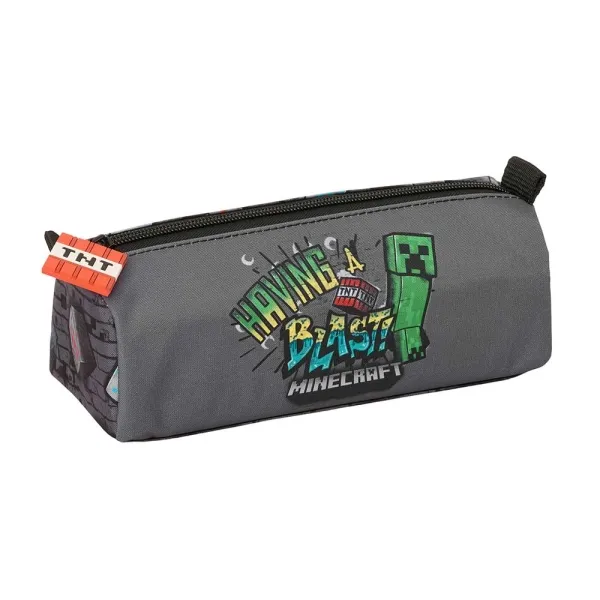 Astuccio Safta Minecraft Graffiti - 1 scomparto con cerniera - 21x8x7cm - Grigio - immagine 1