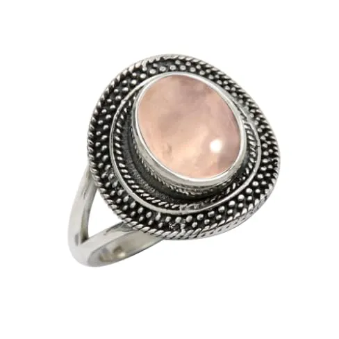 Anello placcato argento gemma Quarzo rosa gioiello T1085BX11_57 (18.1) - immagine 1