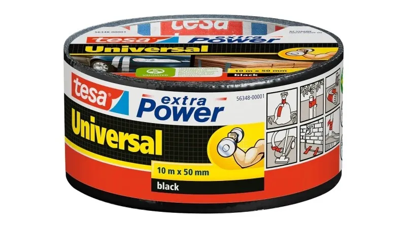 Nastro adesivo universale Tesa Extra Power 50 mm x 10 metri - Forte potere adesivo - Si strappa facilmente a mano - Resistente agli agenti atmosferici - Nero - immagine 1