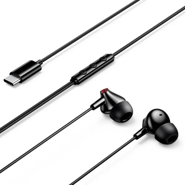 Cuffie in-ear Vention Echo Lite con cavo da 12 m - USB-C - Microfono integrato - Altoparlante da 12 mm - Nero - immagine 1