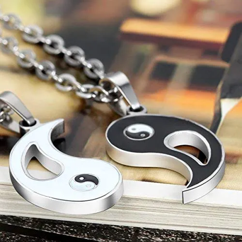 Flongo Bracciale e Collana Spazzato Yinyang Dao Laozi Coppia - immagine 3