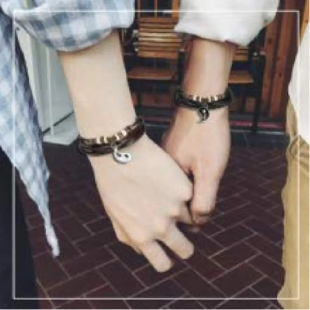 Flongo Bracciale e Collana Spazzato Yinyang Dao Laozi Coppia - immagine 4