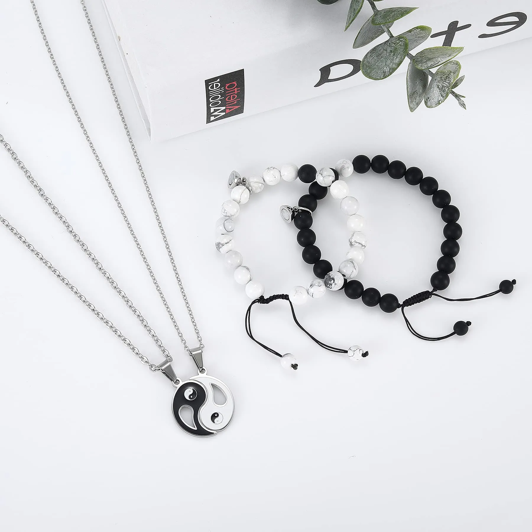 Flongo Set Bracciale Collana per Coppia Lui&Lei, Regalo San Valentino/Natale - immagine 2