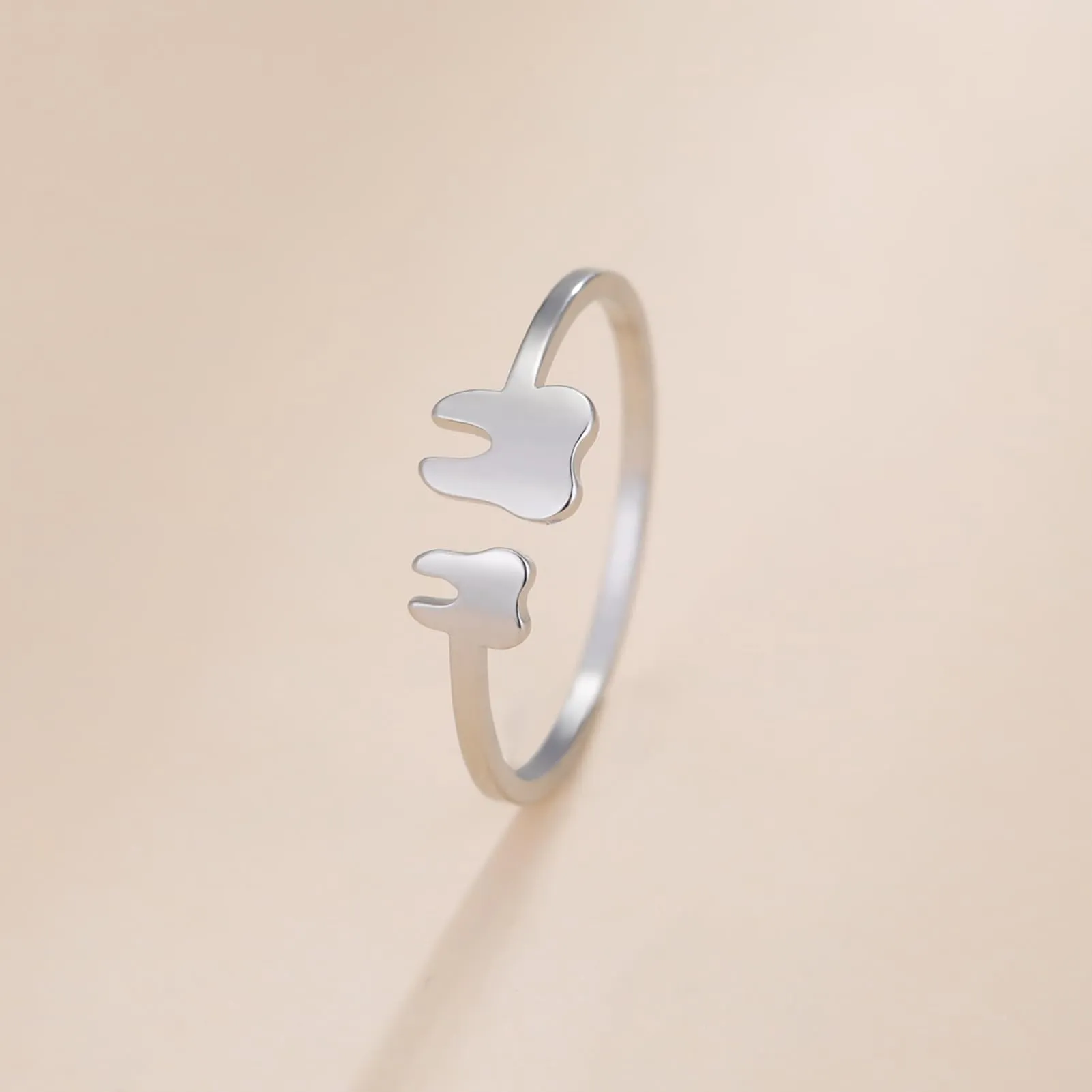 TEAMER Moda Dente Collana Argento Acciaio inox proteggere i denti Ciondolo Bracciale Anello Dichiarazione Dentista Gioielli quotidiani Regali (Anello del dente - Argento) - immagine 7