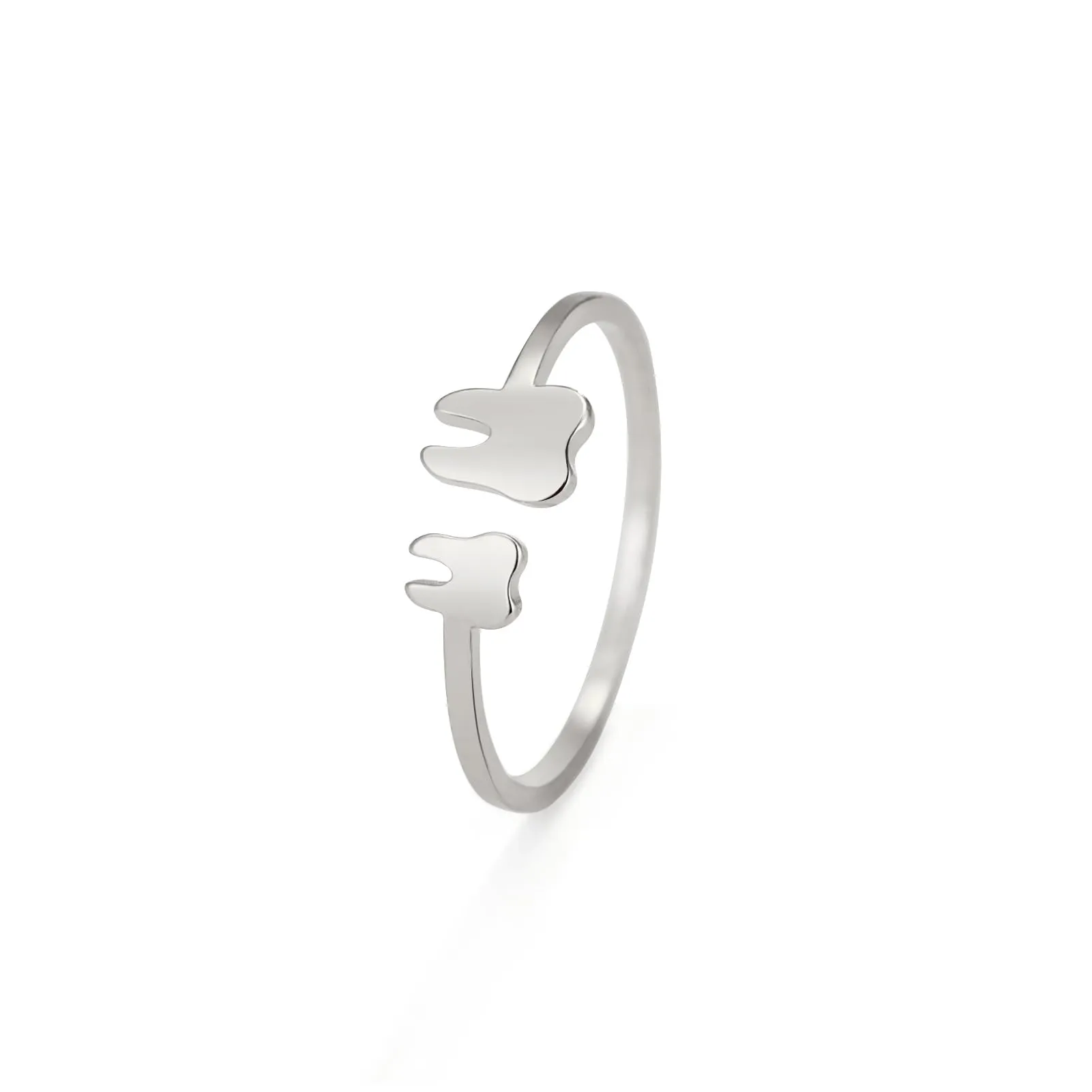 TEAMER Moda Dente Collana Argento Acciaio inox proteggere i denti Ciondolo Bracciale Anello Dichiarazione Dentista Gioielli quotidiani Regali (Anello del dente - Argento) - immagine 9