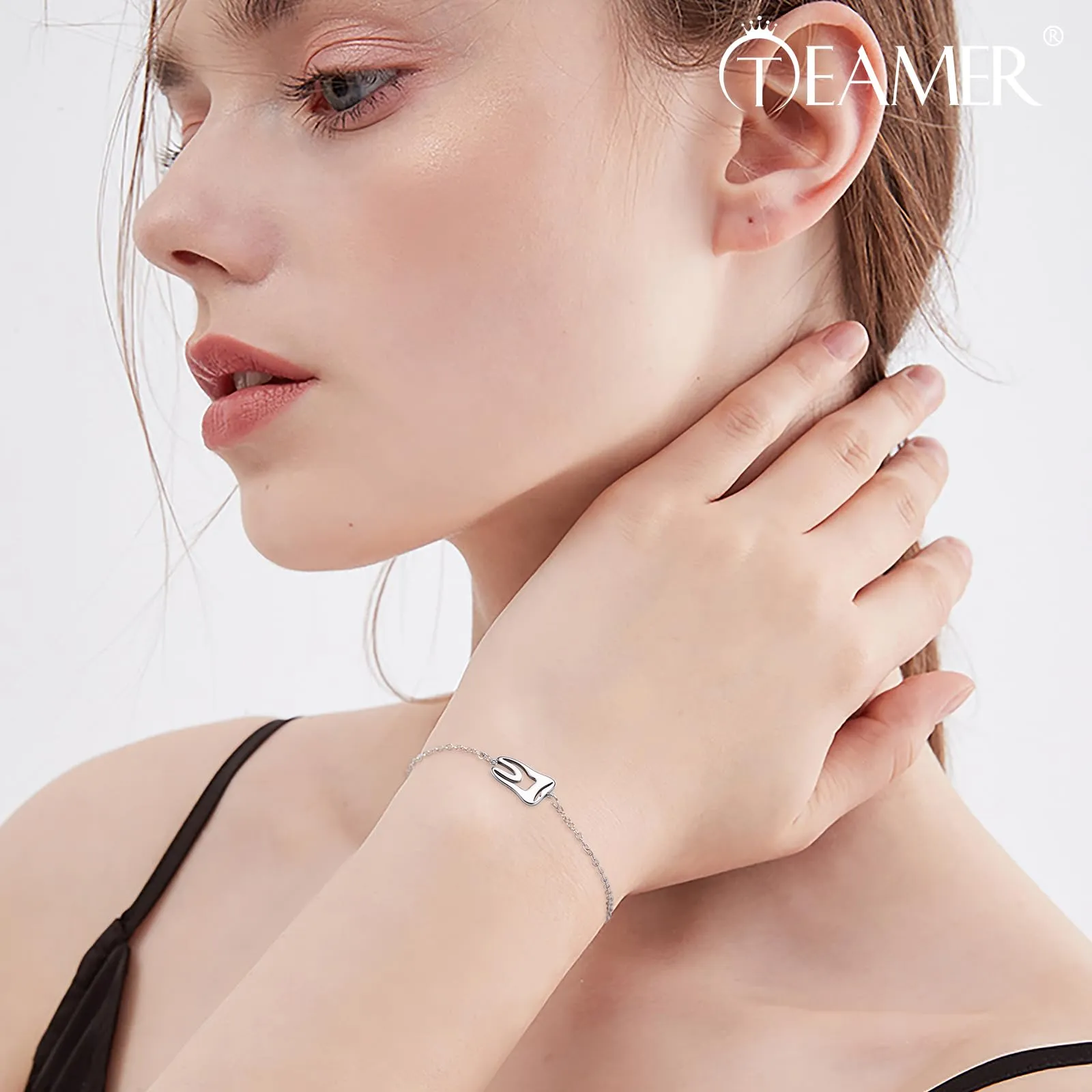 TEAMER Moda Dente Collana Argento Acciaio inox proteggere i denti Ciondolo Bracciale Anello Dichiarazione Dentista Gioielli quotidiani Regali (Bracciale con dente - Argento) - immagine 2