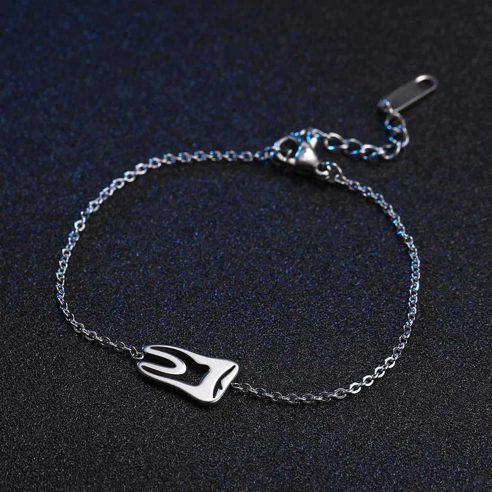 TEAMER Moda Dente Collana Argento Acciaio inox proteggere i denti Ciondolo Bracciale Anello Dichiarazione Dentista Gioielli quotidiani Regali (Bracciale con dente - Argento) - immagine 3
