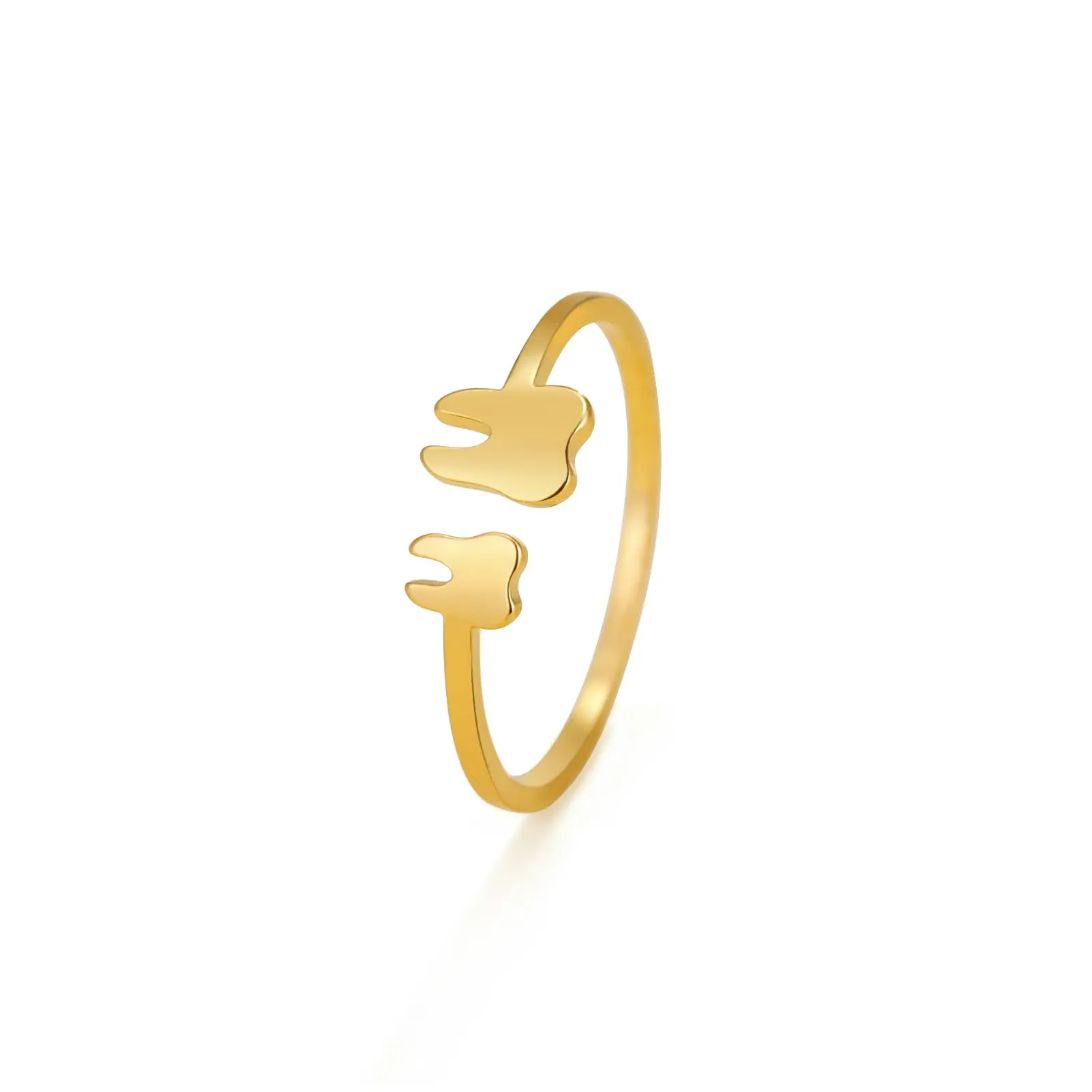 TEAMER Moda Dente Collana Argento Acciaio inox proteggere i denti Ciondolo Bracciale Anello Dichiarazione Dentista Gioielli quotidiani Regali (Anello con dente - Oro) - immagine 8