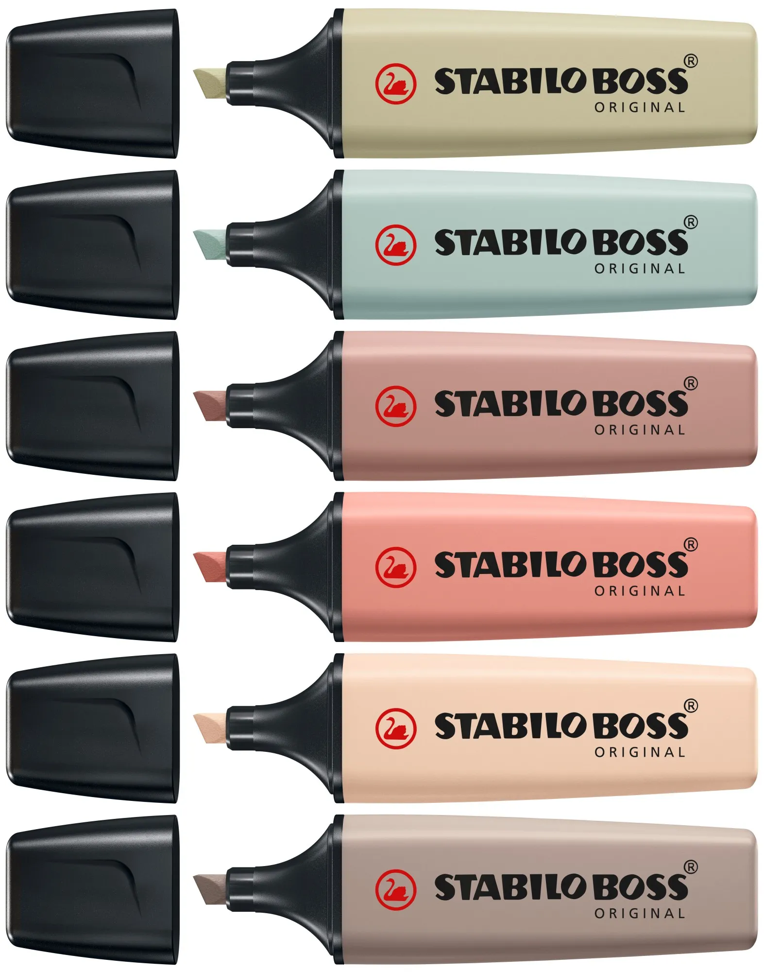 STABILO BOSS NatureColors evidenziatore 6 pz Punta smussata Nero Bronzo Marrone Verde Grigio Verde chiaro - immagine 1