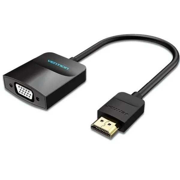 Cavo convertitore Vention da HDMI maschio a VGA femmina - Full HD - ARC - Porta audio da 35 mm - Lunghezza 015 m - Connettori placcati in oro - Nero - immagine 1