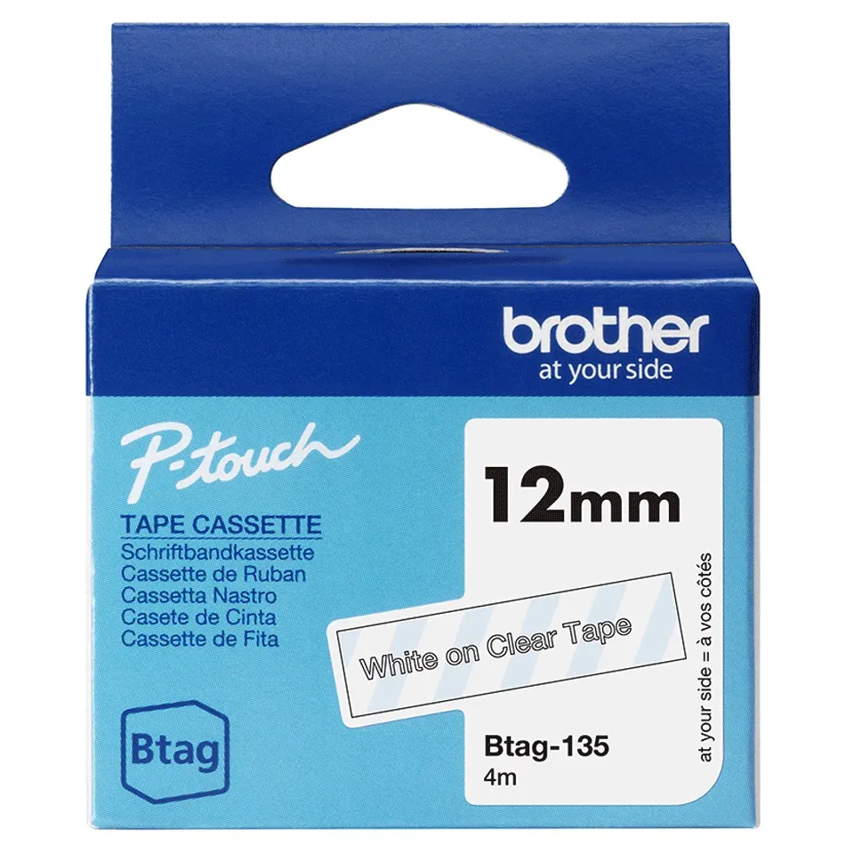 ORIGINALE Brother Nastro Bianco su trasparente Btag-135 Btag-135 - immagine 1