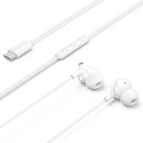 Cuffie in-ear Vention Echo Lite con cavo da 12 m - USB-C - Microfono integrato - Altoparlante da 12 mm - Bianco - immagine 1