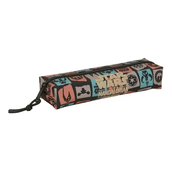Astuccio rettangolare Safta Mandalorian e Grogu - Retro elastico - Chiusura con cerniera - 22x4x7cm - Nero - immagine 1