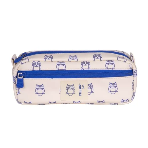 Astuccio rettangolare Milan Collection 460 - 2 scomparti con cerniera - Beige/Blu - immagine 1
