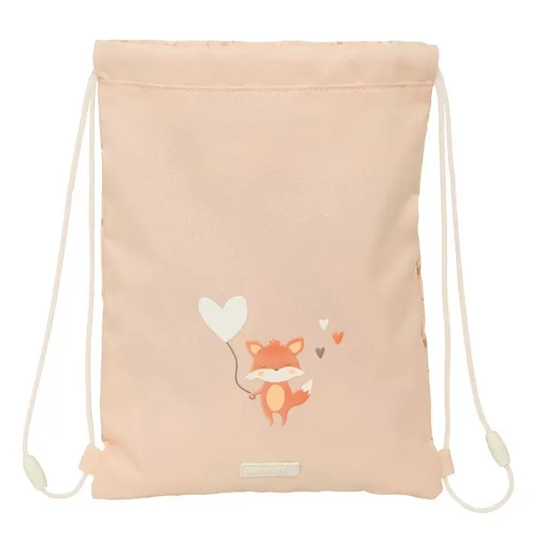 Borsa piatta Safta Flores - Tasca con cerniera - Chiusura con coulisse - 3 litri - 260x10x340 mm - Colore pesca - immagine 1