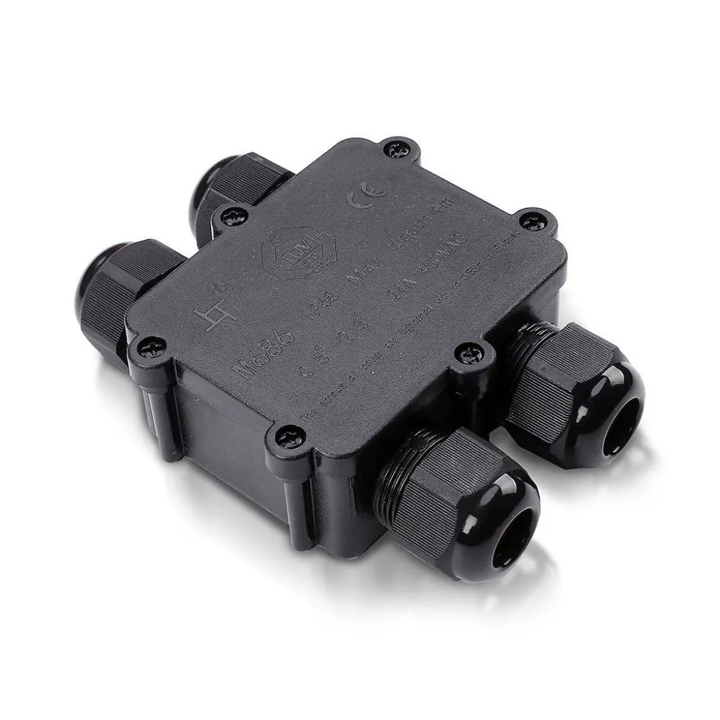 V-TAC Scatola di Derivazione con 4 Terminali 8-12mm Colore Nero IP68 - immagine 1