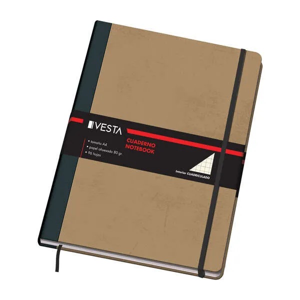 Quaderno Dohe con copertina rigida e angoli arrotondati - 96 fogli di carta color crema da 80 g/m² - Copertina in tre pezzi con dorso in tessuto - Chiusura elastica e segnalibro a nastro - immagine 1