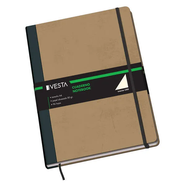 Quaderno Dohe con copertina rigida e angoli arrotondati - 96 fogli di carta color crema da 80 g/m² - Copertina in tre pezzi con dorso in tessuto - Chiusura elastica e segnalibro a nastro - immagine 1
