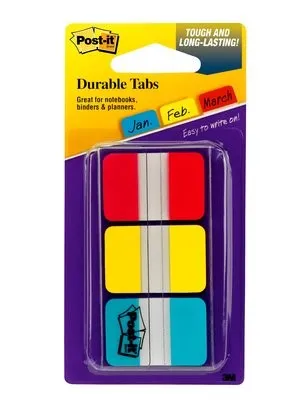 Post-It Tabs 1 inch Solid Red Yellow Blue 22 Tabs/Color 66/Dispenser linguetta autoadesiva Blu Rosso Giallo - immagine 1