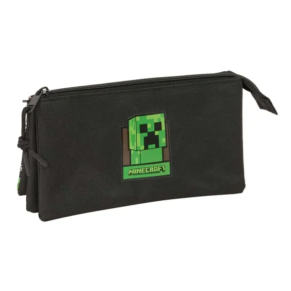 Astuccio Safta Minecraft - 3 scomparti con cerniera - Tasca interna - 06 l - 220x30x120 mm - Nero - immagine 1