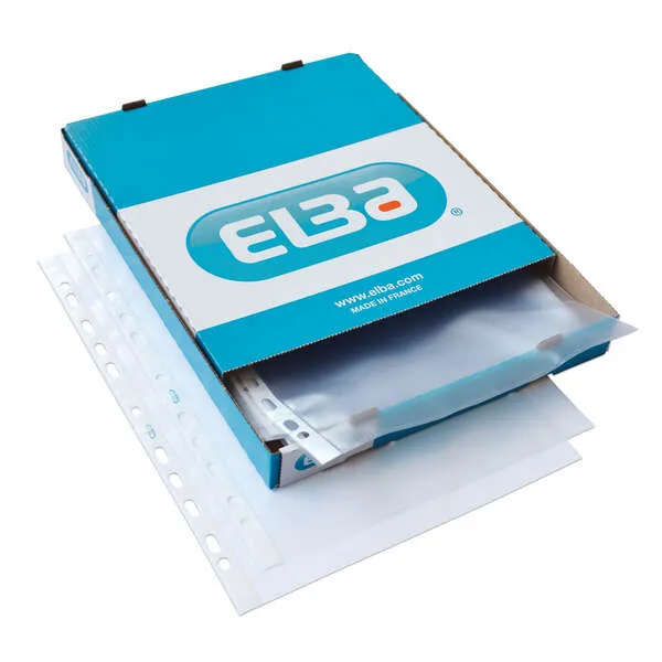 Confezione da 100 buste multiforate in PP Elba da 90 micron - Formato A4 - Finitura in pelle arancione - Trasparente - immagine 1