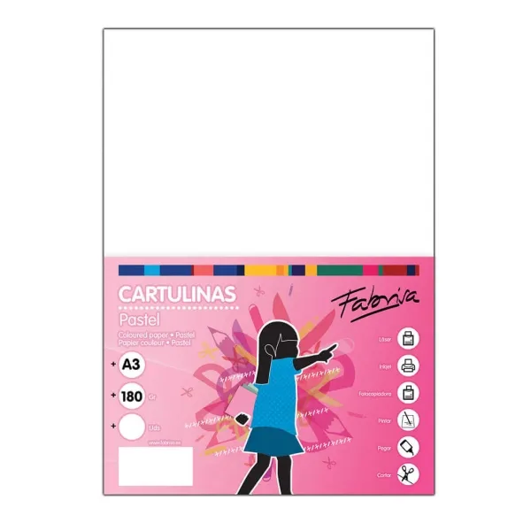Fabrisa Confezione da 50 Cartoncini 180 g/m² - Formato A3 - Colore Bianco - immagine 1