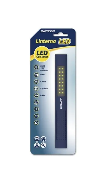 Barra luminosa multi-LED Jupiter 100lm - Con magnete - Resistenza IP44 - Funziona con 4 batterie AAA (non incluse) - Colore blu - immagine 1