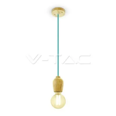 V-TAC VT-7778 Lampadario in legno con portalampada per lampadine E27 - Colore corda blu - SKU 3722 - immagine 1