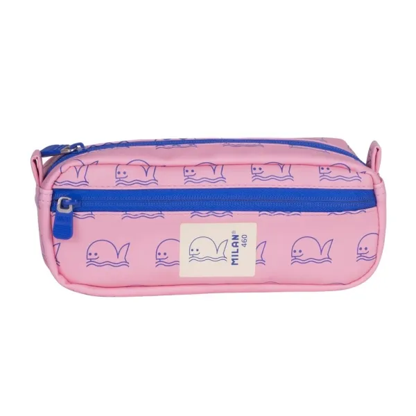 Astuccio rettangolare Milan Collection 460 - 2 scomparti con cerniera - Rosa/Blu - immagine 1
