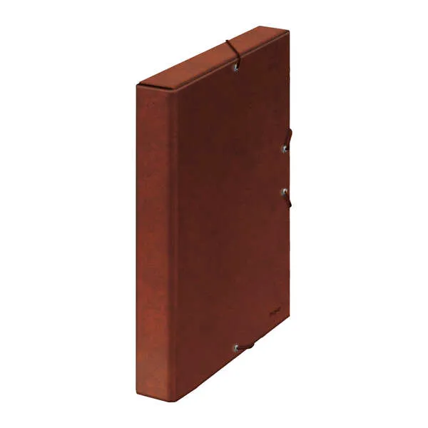 Scatola per progetti Dohe dorso da 3 cm - Cartone rivestito con carta stampata e plastificata - Chiusura elastica - Color cuoio - immagine 1