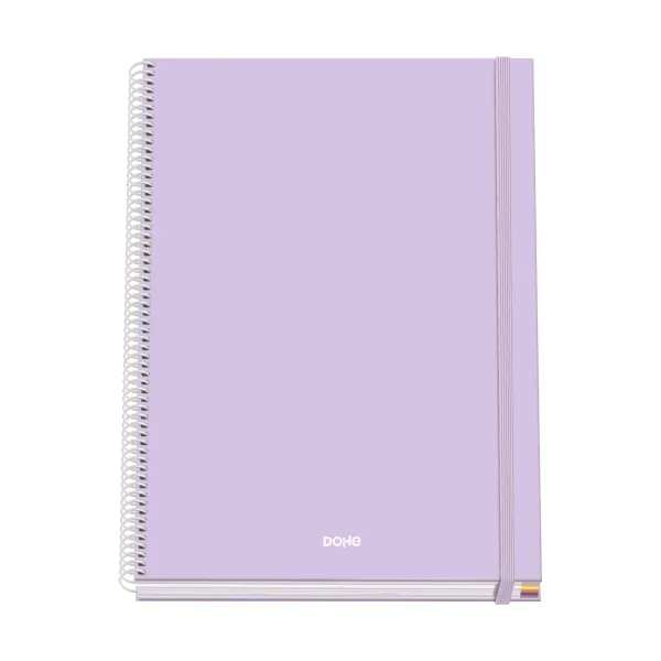 Quaderno a spirale Dohe Serenity A4 100 fogli microperforati griglia 5 mm - Copertina rigida in cartoncino foderato - Chiusura elastica - Fasce colorate - Viola - immagine 1