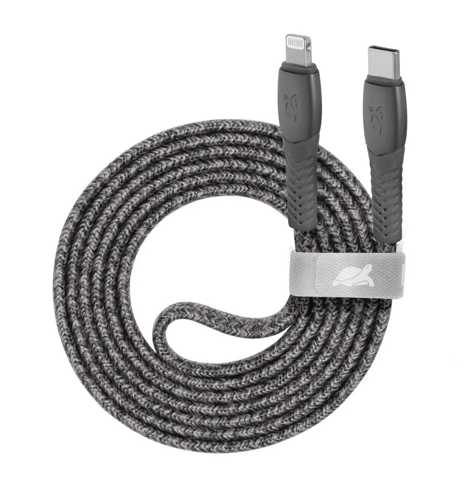 Cavo Ricarica Piatto In Nylon Resistente Type-C / Lightning 12M Grigio - immagine 1