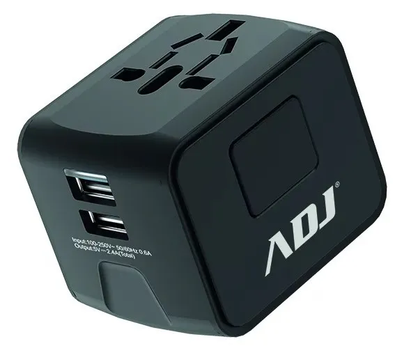 Adattatore Universale Travel Bk Us/Eu/Aus/Uk Plugs 2*Usb Ports - immagine 1