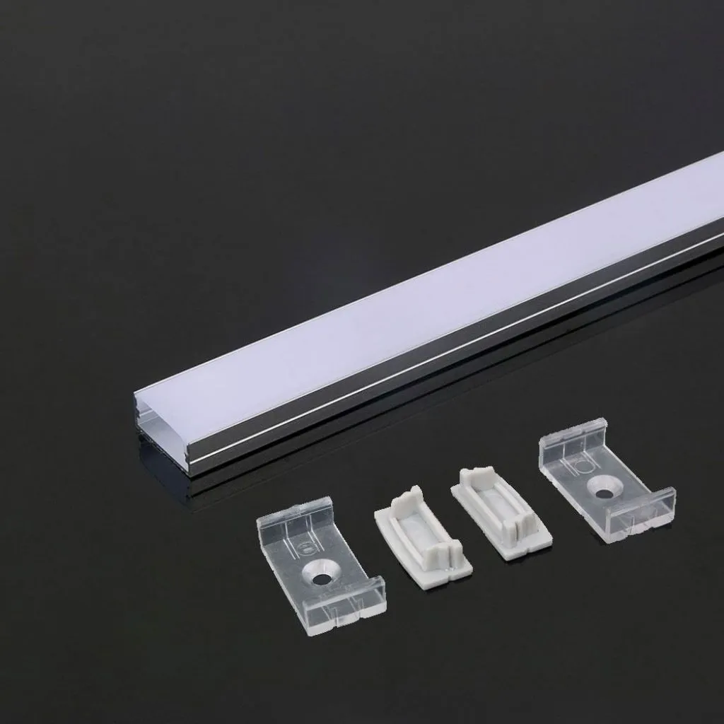V-TAC Profilo in Alluminio Colore Silver per Strip LED (Max l: 215mm) Copertura Satinata 2000 x 235 x 10mm - immagine 1